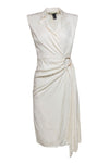 Viscose Sheath Button Front Sheath Dress/Midi Dress With a Sash