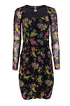 Cocktail Mesh Long Sleeves Floral Print Scoop Neck Polyamide Bodycon Dress/Party Dress