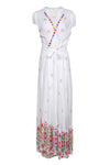 Tall A-line V-neck Short Sleeves Sleeves Self Tie Wrap Rayon General Print Maxi Dress