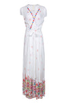 Tall A-line V-neck Short Sleeves Sleeves Rayon Wrap Self Tie General Print Maxi Dress