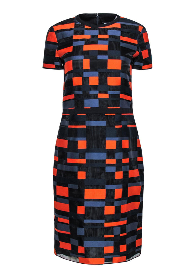 Giet Stiptheid bezoeker Jil Sander - Black, Navy & Orange Square Print Sheath Dress Sz 8 – Current  Boutique