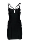 Sexy Scoop Neck Back Zipper Ribbed Cutout Bodycon Dress/Little Black Dress