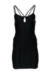 Sexy Cutout Ribbed Back Zipper Scoop Neck Bodycon Dress/Little Black Dress