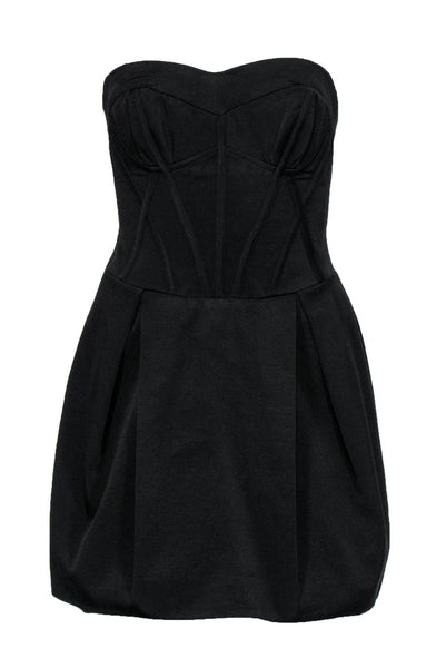 Sexy Strapless Sweetheart Corset Waistline Short Sleeveless Pleated Back Zipper Pocketed Dress