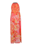 Floral Print Polyester Round Neck Sleeveless Pocketed Beach Dress/Maxi Dress