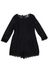 Tall High-Neck Lace Cutout Sheer Sleeves Little Black Dress/Romper