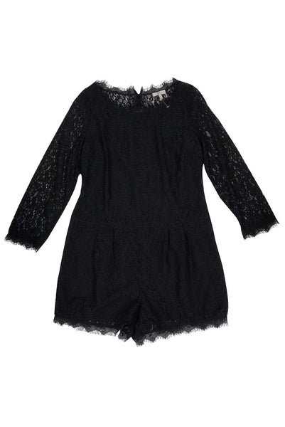Tall Lace Cutout Sheer Sleeves High-Neck Little Black Dress/Romper