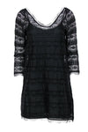 Sheer 3/4 Sleeves Shift Lace Dress