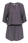 Tall Tall V-neck Fitted Pleated Short Sleeves Sleeves Silk Elasticized Waistline Peasant Dress