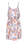 Tie Waist Waistline Sleeveless Spring Fitted Drawstring Fit-and-Flare Scoop Neck Floral Print Dress