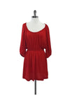 Scoop Neck Polyester Pleated 3/4 Sleeves Dress