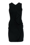 V-neck Sheath Front Zipper Sheath Dress/Little Black Dress With Ruffles