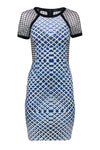 Mesh Round Neck Sheath Geometric Print Short Sleeves Sleeves Short Sheath Dress