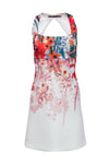 Scoop Neck Keyhole Open-Back Hidden Side Zipper Floral Print Cocktail Dress