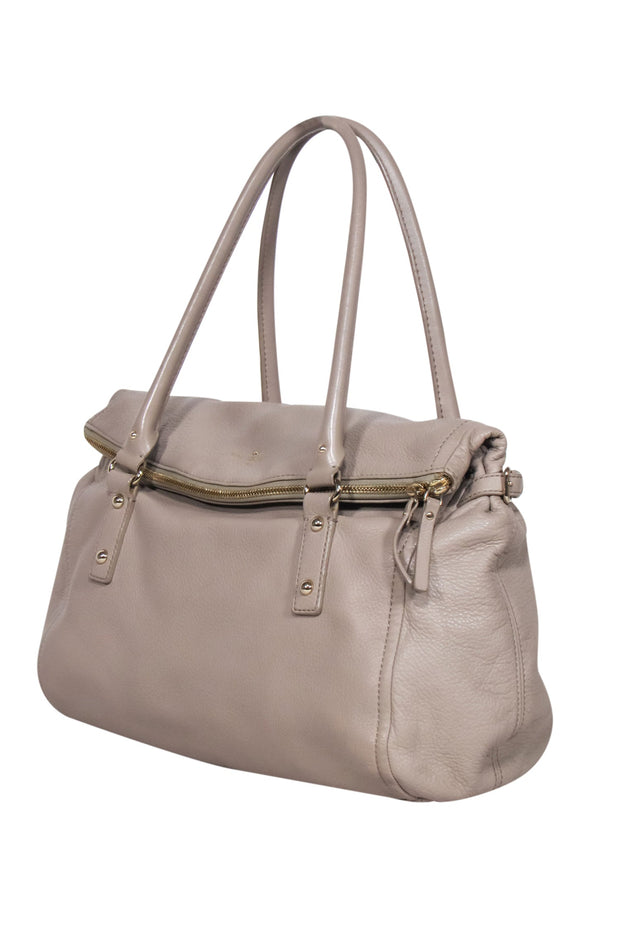 Kate Spade - Beige Pebbled Leather Fold-Over Slouchy Hobo Bag – Current  Boutique