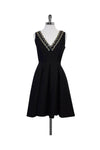 V-neck Hidden Side Zipper Beaded Sleeveless Dress