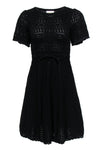 Round Neck Fit-and-Flare Short Sleeves Sleeves Ribbed Fitted Stretchy Drawstring Dress