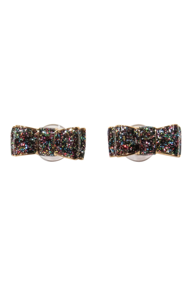 Kate Spade - Black & Gold Multicolor Sparkly Bow Stud Earrings – Current  Boutique