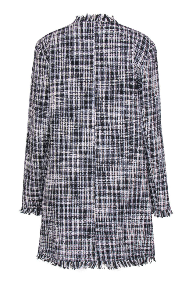 Kate Spade - Black, Grey & White Tweed Button-Up Coat w/ Frayed Trim S –  Current Boutique