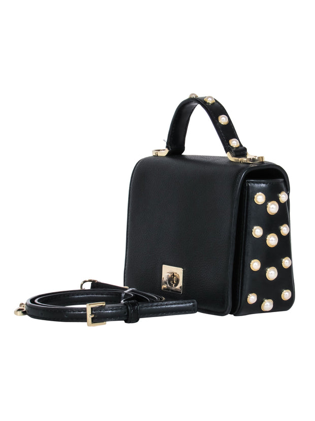 Kate Spade – Black Leather Studded Pearl Crossbody – Current Boutique