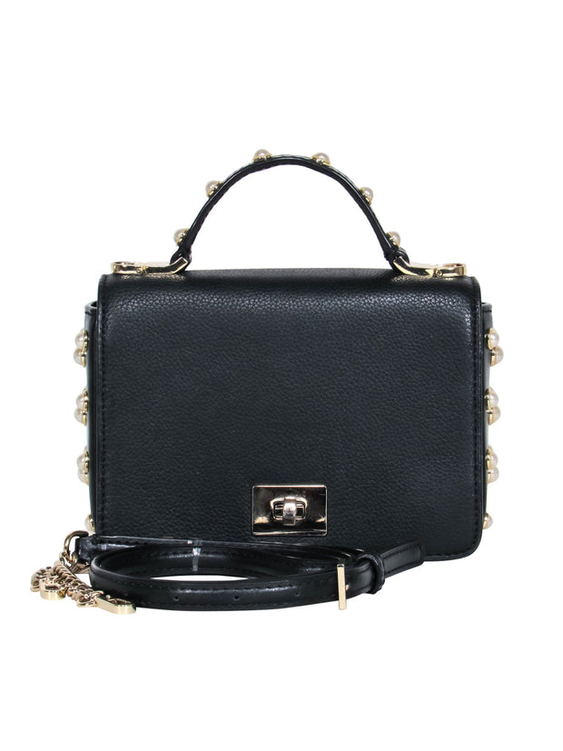 Kate Spade – Black Leather Studded Pearl Crossbody – Current Boutique