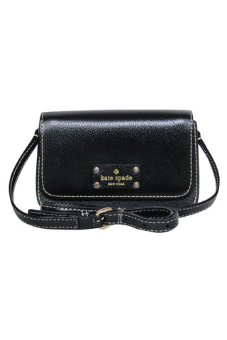 Kate Spade - Black Leather Double Pocket Saffiano Leather Crossbody Ba –  Current Boutique