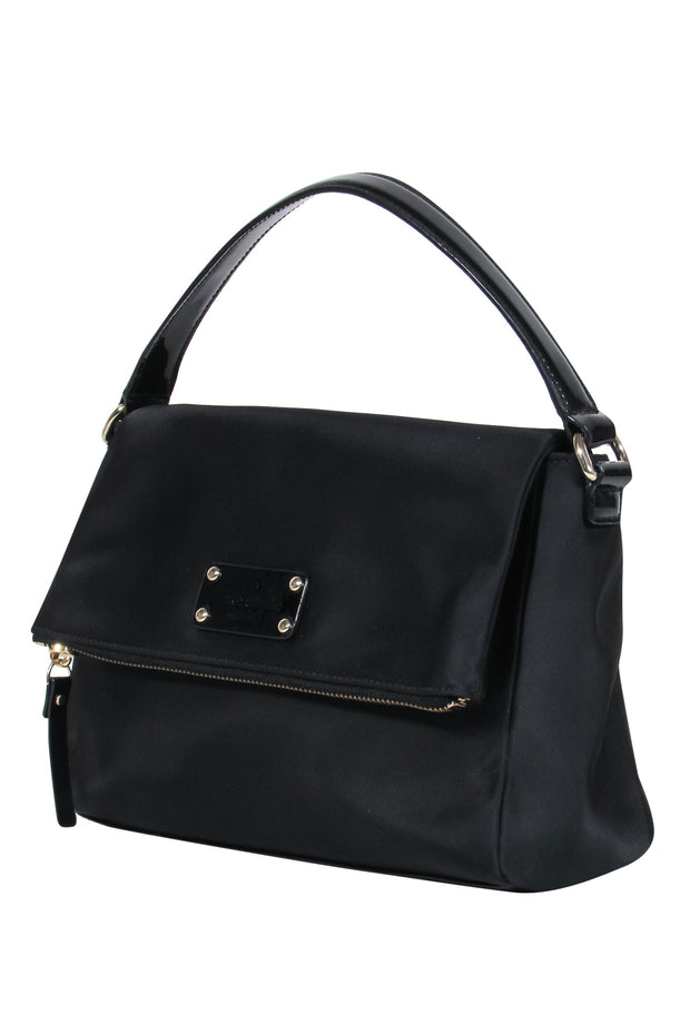 Kate Spade - Black Nylon & Patent Leather Flap Shoulder Bag – Current  Boutique