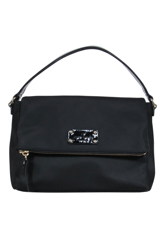 Kate Spade - Black Nylon & Patent Leather Flap Shoulder Bag – Current  Boutique