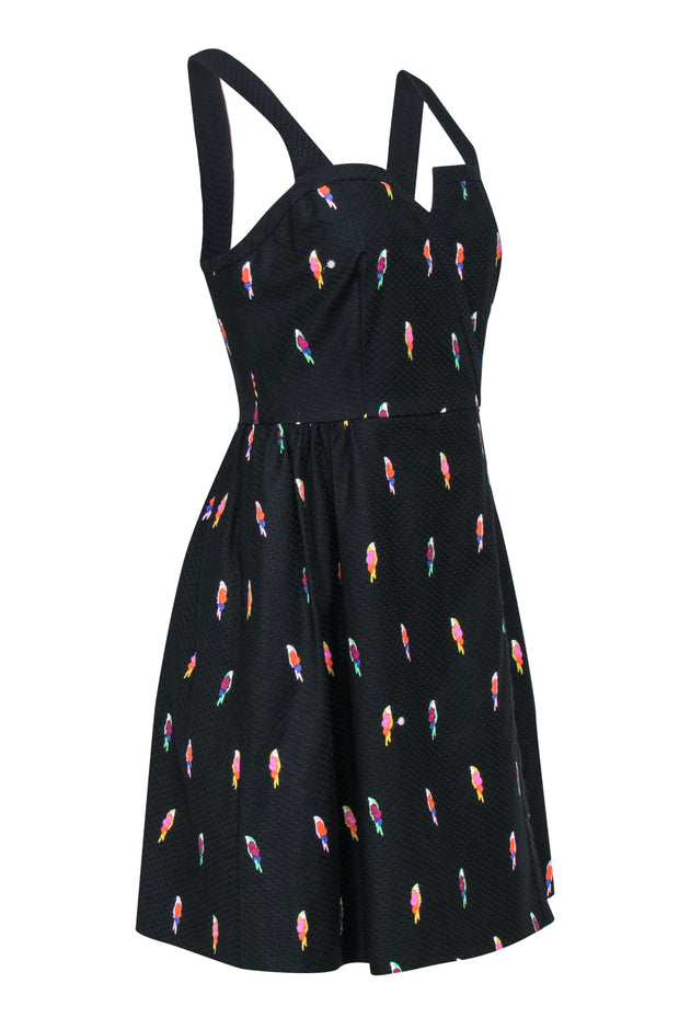 Kate Spade - Black Parrot Print Fit & Flare Mini Dress Sz 4 – Current  Boutique