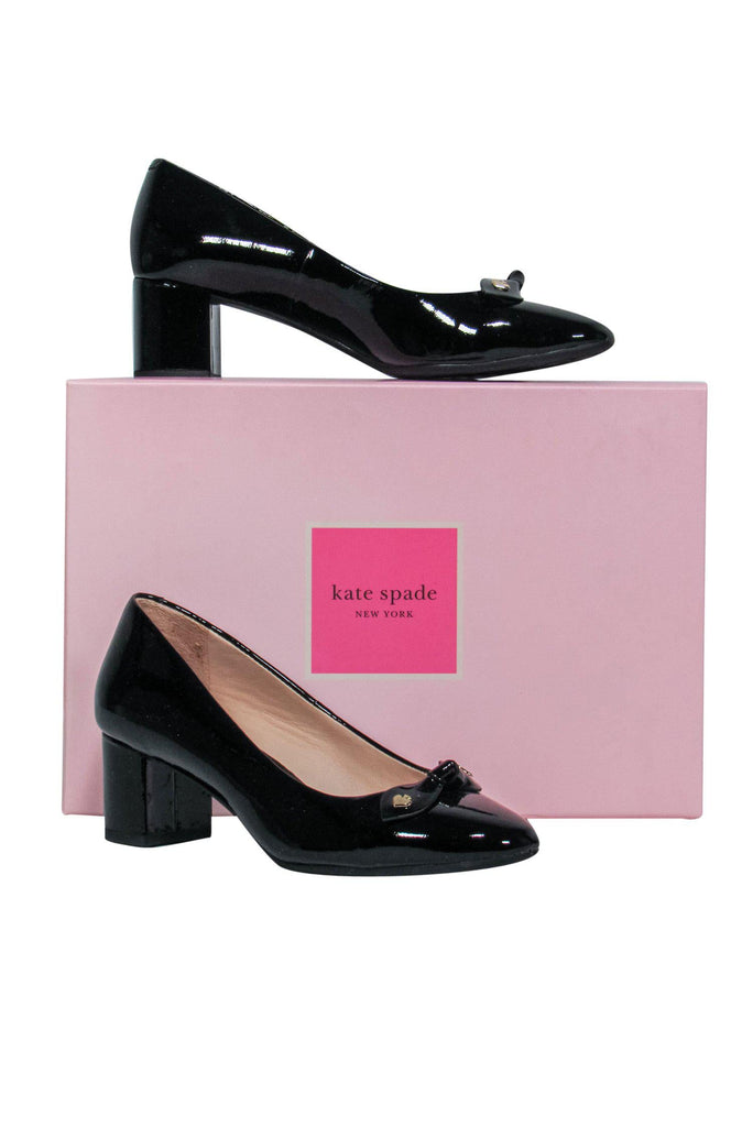 Kate Spade - Black Patent Leather Pumps w/ Bow Sz  – Current Boutique