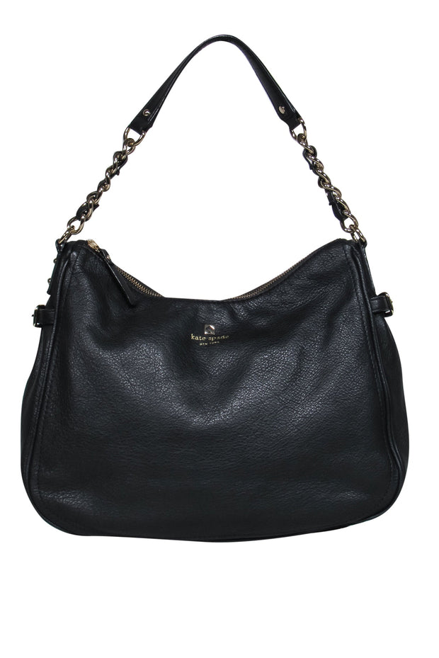 Kate Spade - Black Pebbled Leather Gold Chain Shoulder Bag – Current  Boutique