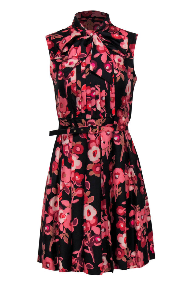 Kate Spade - Black & Pink Floral Print Silk Dress w/ Belt Sz 4 – Current  Boutique