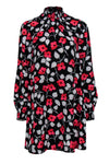 Long Sleeves Polyester Shift High-Neck Smocked Floral Print Cutout Spring Little Black Dress/Wedding Dress