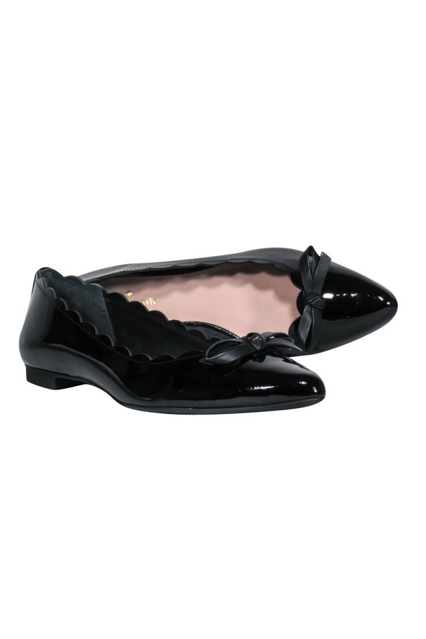 Kate Spade - Black Scalloped Patent Leather Flats w/ Bow Sz 8 – Current  Boutique
