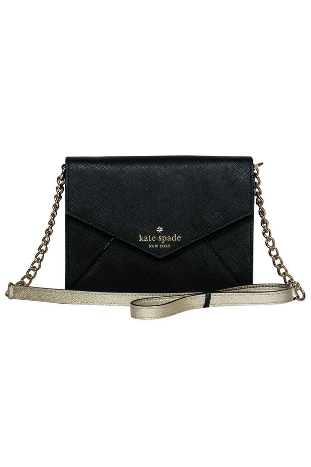 Kate Spade - Black Textured Envelope Convertible Crossbody – Current  Boutique