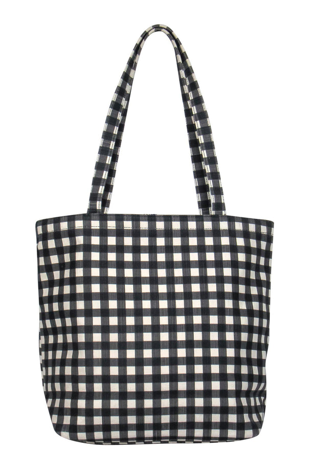 Kate Spade - Black & White Gingham Print Canvas Tote w/ Bow – Current  Boutique