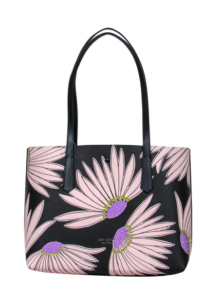 Kate Spade – Black w/ Blush & Purple Floral Design Medium Tote – Current  Boutique