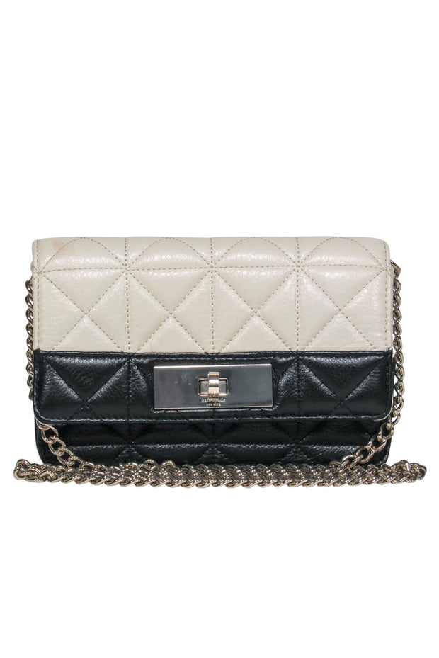 Kate Spade - Cream & Black Quilted Two-Toned Fold-Over Gold Chain Cros –  Current Boutique