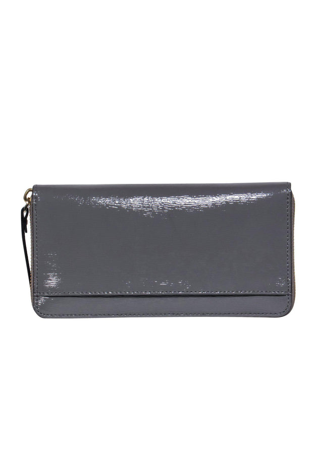 Kate Spade - Dark Grey Patent Leather Wallet – Current Boutique