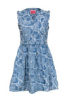Fit-and-Flare Hidden Side Zipper Fitted Floral Print Sleeveless Party Dress With Ruffles