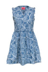 Sleeveless Floral Print Fit-and-Flare Hidden Side Zipper Fitted Party Dress With Ruffles