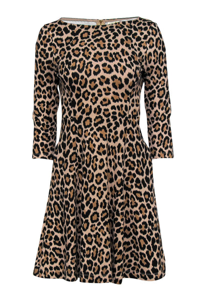 Sheath 3/4 Sleeves Fitted Animal Leopard Print Bateau Neck Sheath Dress