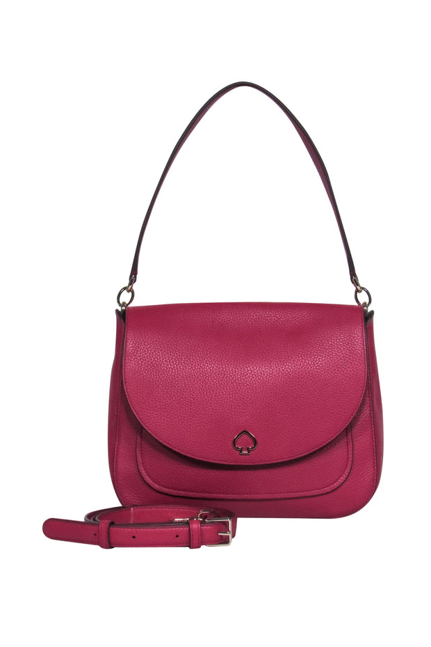 Kate Spade - Magenta Pebbled Leather Fold-Over Convertible Crossbody –  Current Boutique