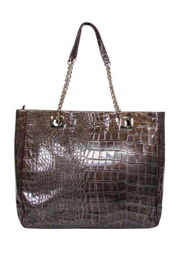 Kate Spade - Olive Green Alligator Print Tote w/ Chain Handle – Current  Boutique