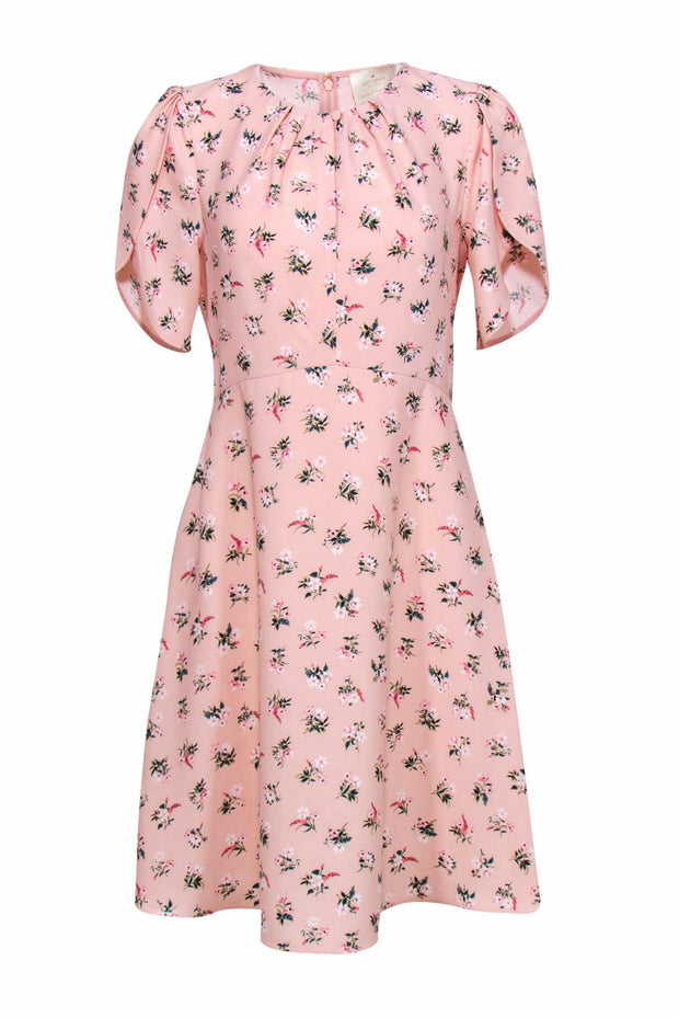 Kate Spade - Pink Floral Print Short Sleeve Fit & Flare Mini Dress Sz –  Current Boutique