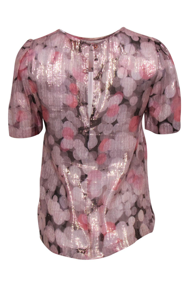 Current Boutique-Kate Spade - Pink & Gold Printed Short Sleeve Blouse Sz 4