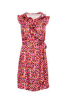 V-neck General Print Wrap Sleeveless Cocktail Party Dress With Ruffles