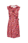 V-neck General Print Sleeveless Wrap Cocktail Party Dress With Ruffles