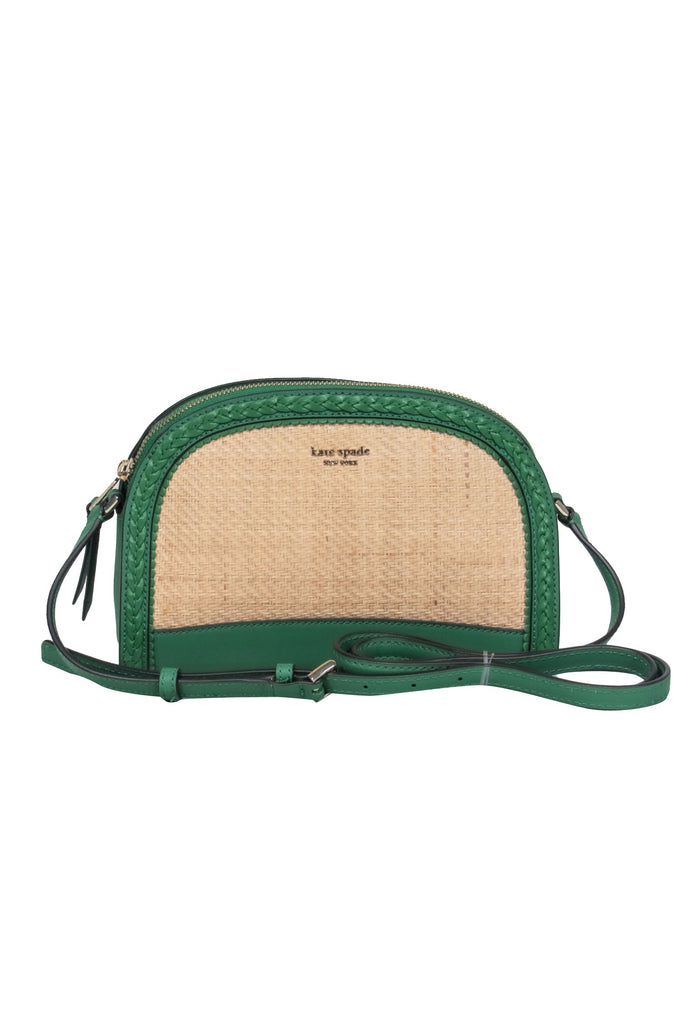 Kate Spade - Raffia Crossbody Bag w/ Kelly Green Leather Trim – Current  Boutique