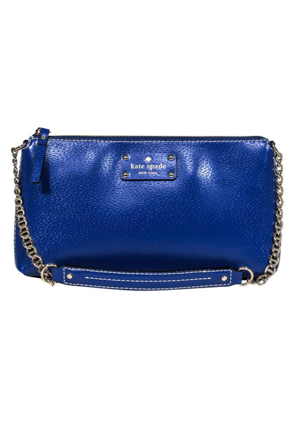 Kate Spade - Royal Blue Smooth Leather Baguette Bag w/ Chain Strap –  Current Boutique